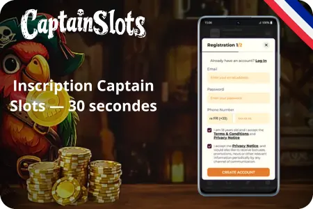 Captain Slots, créez votre compte